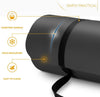 Black roll of insulation material with features highlighted on a white background