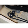 Gym Superstore wooden Pilates reformer rope pulley system with black ropes and adjustable tension cleats