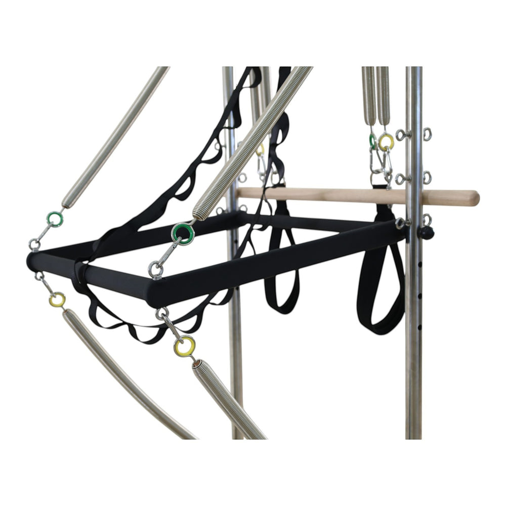 Gym Superstore professional Pilates reformer tower attachment with adjustable springs and black straps