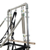 Gym Superstore professional wooden Pilates reformer featuring a stainless steel tower attachment with adjustable springs