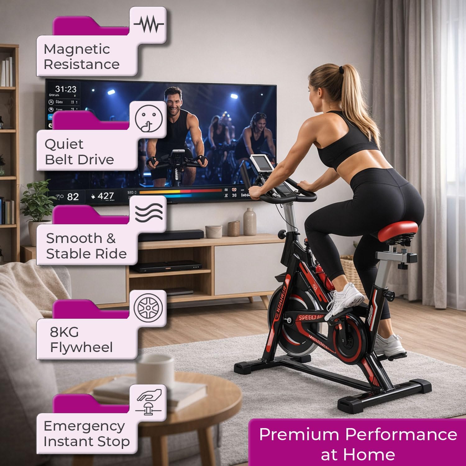 Magnetic Indoor Exercise Bike for Home Use With LCD Monitor Secondary image
